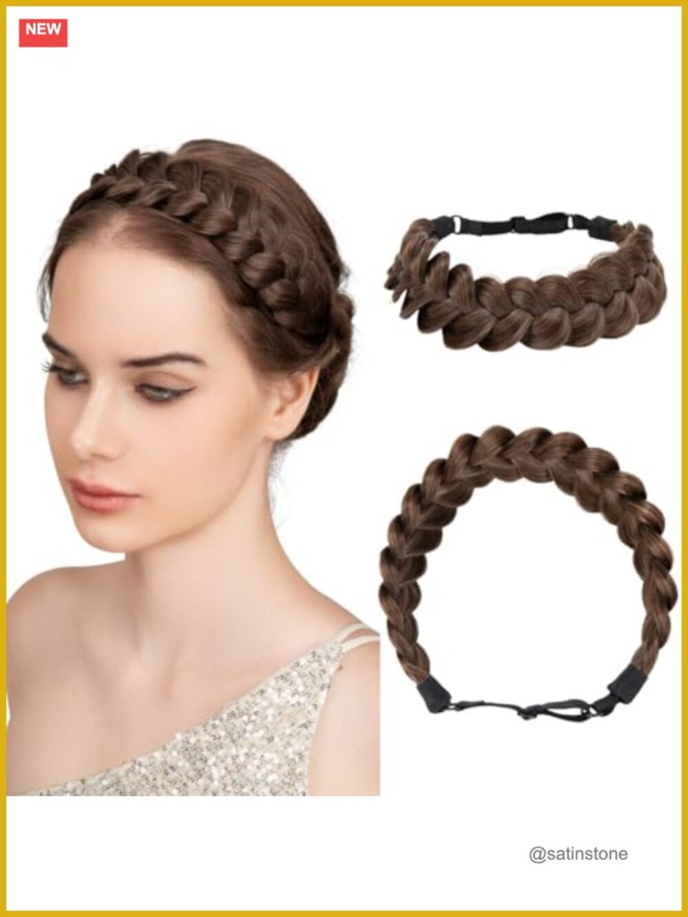 Hand Braided Wide Elastic Headband Adjustable Synthetic Hair Headpiece